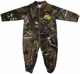 Georgia Tech Yellow Jackets Realtree Camo Footed Romper