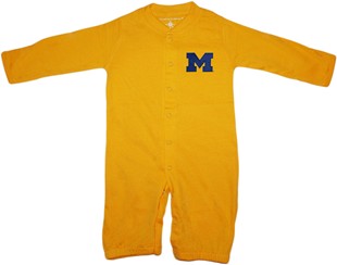 Michigan Wolverines Block M "Convertible" (2 in 1), as gown & snaps into romper