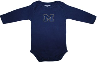 Michigan Wolverines Outlined Block "M" Long Sleeve Bodysuit