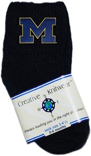 Michigan Wolverines Outlined Block "M" Baby Bootie