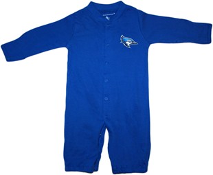 Creighton Bluejay Head "Convertible" (2 in 1), as gown & snaps into romper