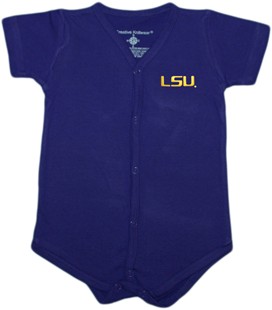 LSU Tigers Script Front Snap Newborn Bodysuit