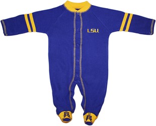 Official LSU Tigers Script Sports Shoe Footed Romper