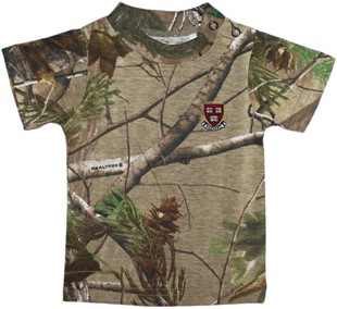 Harvard Crimson Veritas Shield with Wreath & Banner Realtree Camo Short Sleeve T-Shirt