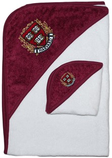 Official Harvard Crimson Veritas Shield with Wreath & Banner Hooded Towel/Washcloth Set