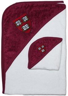 Official Harvard Crimson Veritas Shield Hooded Towel/Washcloth Set