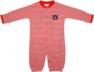 Auburn Tigers "AU" Striped Convertible Gown (Snaps into Romper)