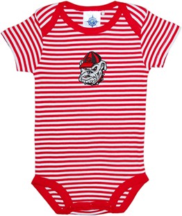 Georgia Bulldogs Head Newborn Infant Striped Bodysuit