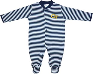 Georgia Tech Yellow Jackets Striped Footed Romper