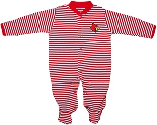 Louisville Cardinals Striped Footed Romper