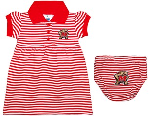 Maryland Terrapins Striped Game Day Dress with Bloomer