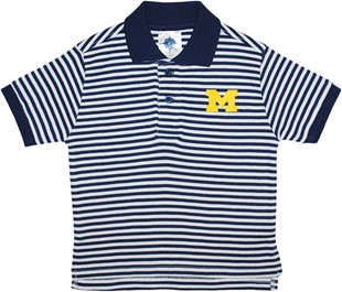 Michigan Wolverines Block M Toddler Striped Polo Shirt