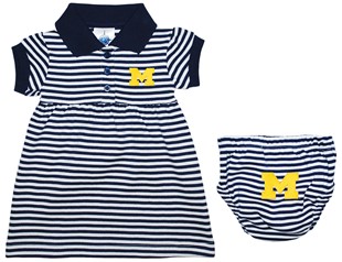 Michigan Wolverines Block M Striped Game Day Dress with Bloomer
