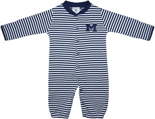 Michigan Wolverines Outlined Block "M" Striped Convertible Gown (Snaps into Romper)
