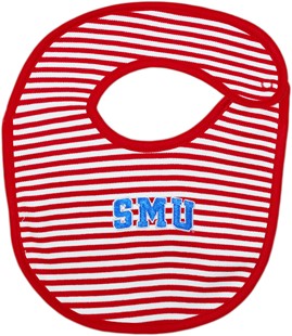 SMU Mustangs Word Mark Striped Newborn Bib