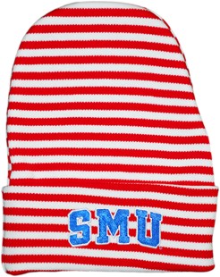 SMU Mustangs Word Mark Newborn Baby Striped Knit Cap