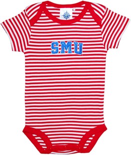 SMU Mustangs Word Mark Newborn Infant Striped Bodysuit