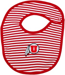 Utah Utes Striped Newborn Bib