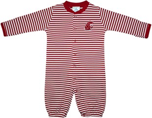Washington State Cougars Striped Convertible Gown (Snaps into Romper)