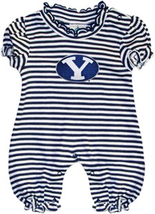BYU Cougars Striped Puff Sleeve Romper