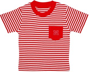 Nebraska Cornhuskers Block N Short Sleeve Striped Pocket Tee