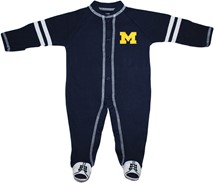 Michigan Wolverines Block M Sports Shoe Footed Romper