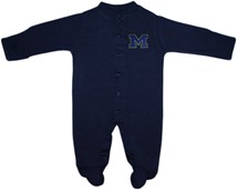 Michigan Wolverines Outlined Block "M" Footed Romper