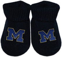 Michigan Wolverines Outlined Block "M" Baby Booties
