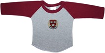 Harvard Crimson Veritas Shield with Wreath & Banner Baseball Shirt