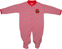 Cornell Big Red Striped Footed Romper