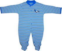 Creighton Bluejay Head Striped Footed Romper