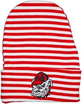 Georgia Bulldogs Head Newborn Baby Striped Knit Cap