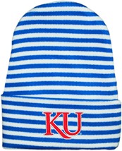 Kansas Jayhawks KU Newborn Baby Striped Knit Cap