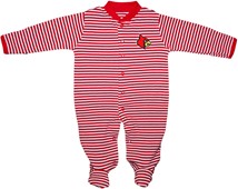 Louisville Cardinals Striped Footed Romper