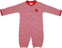Louisville Cardinals Striped Convertible Gown (Snaps into Romper)