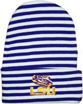 LSU Tigers Newborn Baby Striped Knit Cap