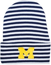 Michigan Wolverines Block M Newborn Baby Striped Knit Cap