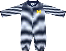 Michigan Wolverines Block M Striped Convertible Gown (Snaps into Romper)