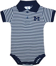 Michigan Wolverines Outlined Block "M" Striped Polo Bodysuit