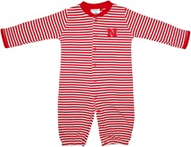 Nebraska Cornhuskers Block N Striped Convertible Gown (Snaps into Romper)