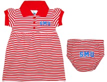 SMU Mustangs Word Mark Striped Game Day Dress with Bloomer
