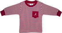 Alabama Crimson Tide Script "A" Long Sleeve Striped Pocket Tee