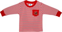 Cornell Big Red Long Sleeve Striped Pocket Tee