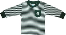 Michigan State Spartans Long Sleeve Striped Pocket Tee