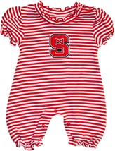 NC State Wolfpack Striped Puff Sleeve Romper